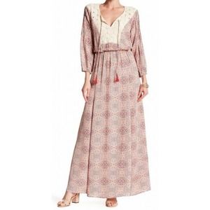 DR2 Floral Crochet Smocked Waist Maxi Dress Sz XL